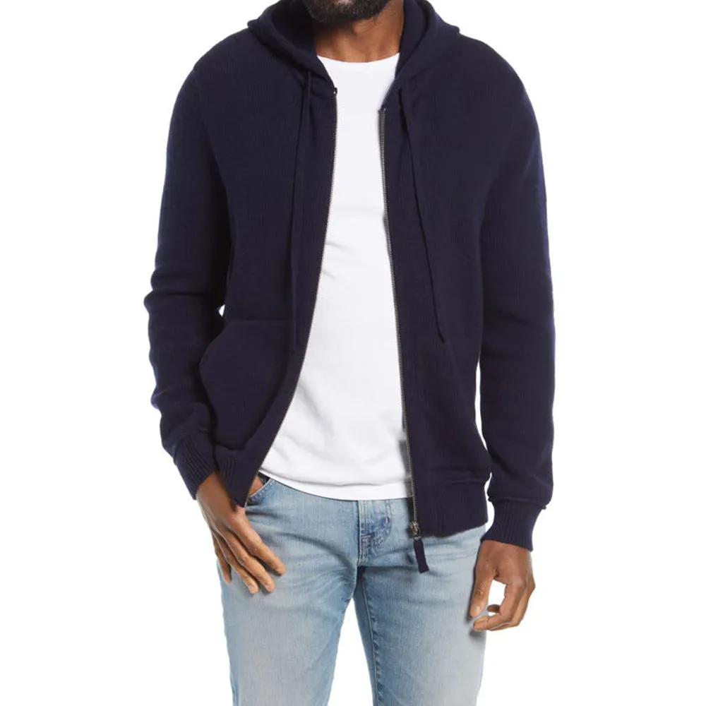 Wool Zip Hoodie (Navy)