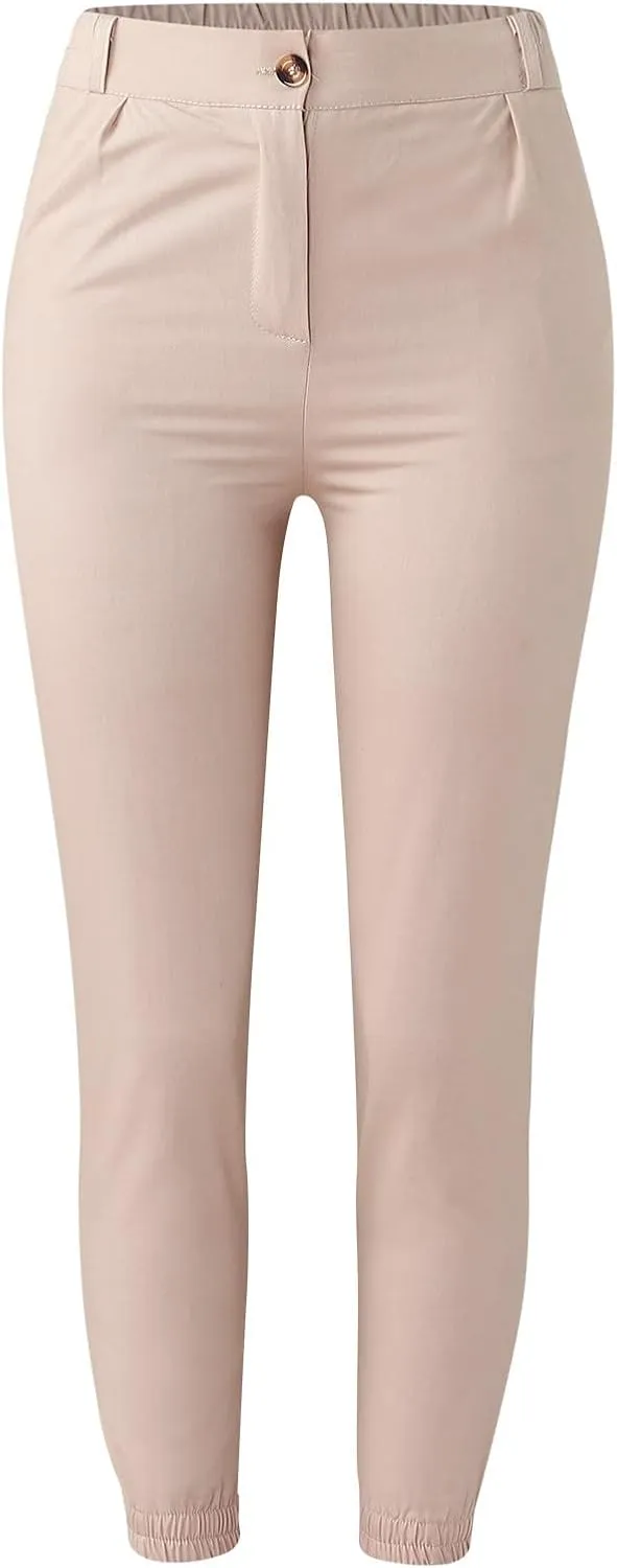 Workout Out Pants Casual Waist Solid Pants Fitness Pocket Leggings High Button Cropped Women Pants Maternity