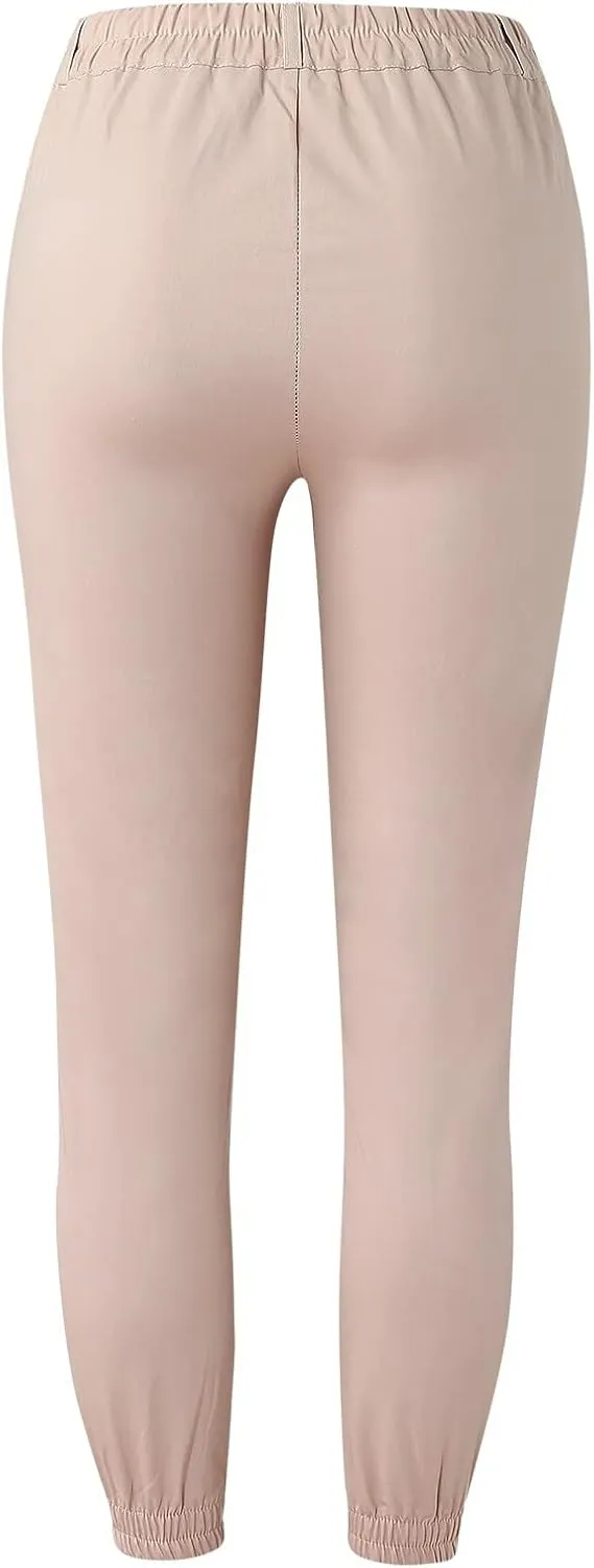 Workout Out Pants Casual Waist Solid Pants Fitness Pocket Leggings High Button Cropped Women Pants Maternity