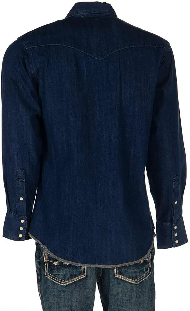 Wrangler Men's Cowboy Cut Western Long Sleeve Snap Work Shirt Firm Finish