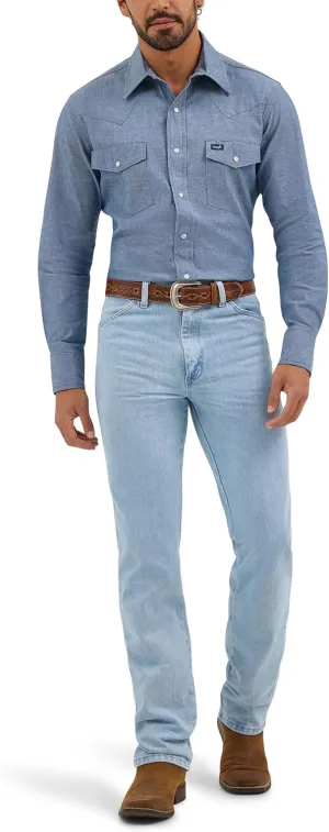 Wrangler Men's Cowboy Cut Work Western Long-Sleeve Snap Work Shirt Firm Finish