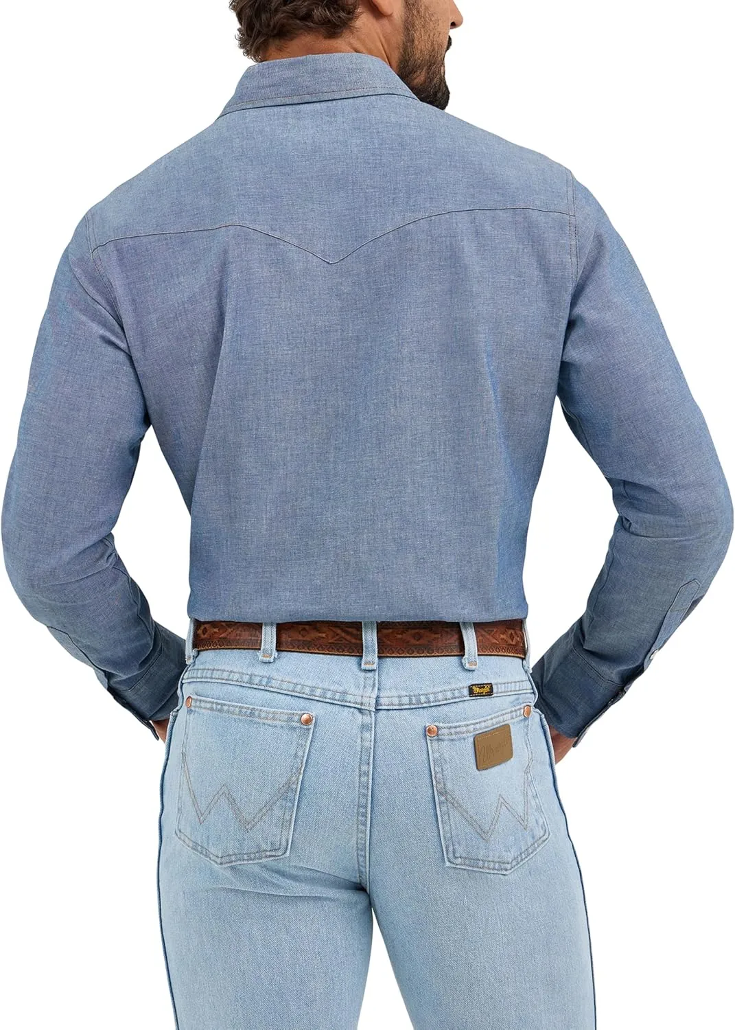 Wrangler Men's Cowboy Cut Work Western Long-Sleeve Snap Work Shirt Firm Finish