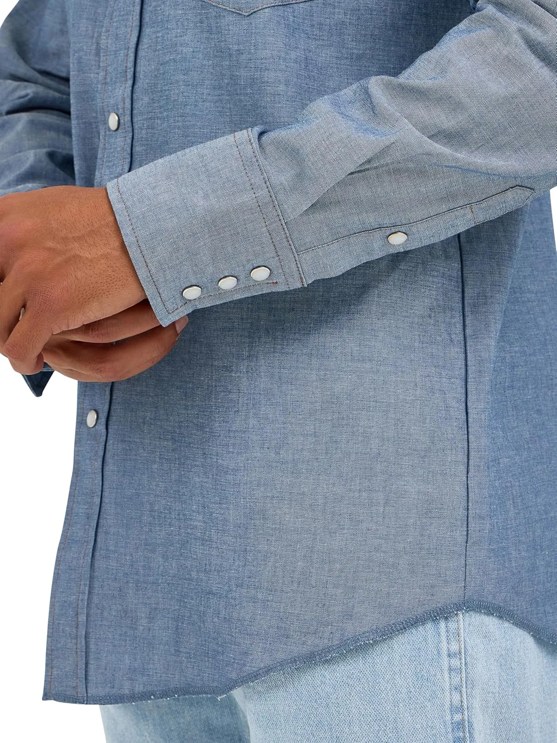 Wrangler Men's Cowboy Cut Work Western Long-Sleeve Snap Work Shirt Firm Finish