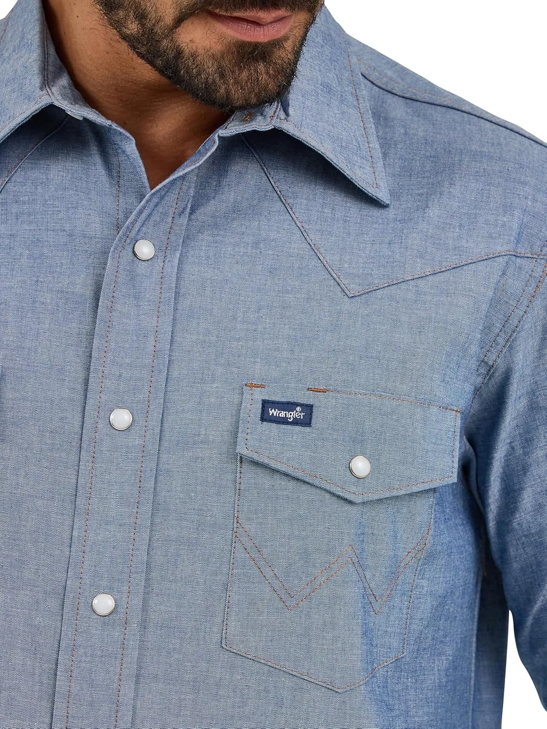 Wrangler Men's Cowboy Cut Work Western Long-Sleeve Snap Work Shirt Firm Finish