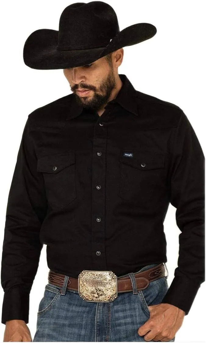 Wrangler Men's Work Western Rigid Denim Long Sleeve Shirt