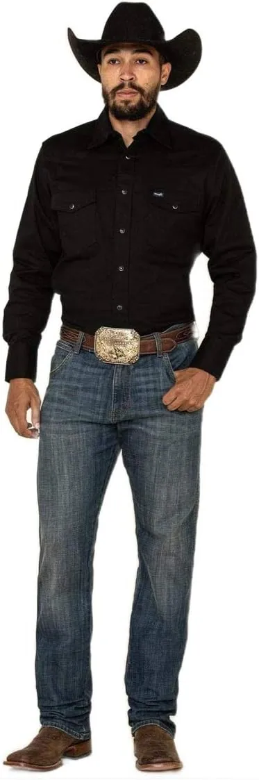 Wrangler Men's Work Western Rigid Denim Long Sleeve Shirt