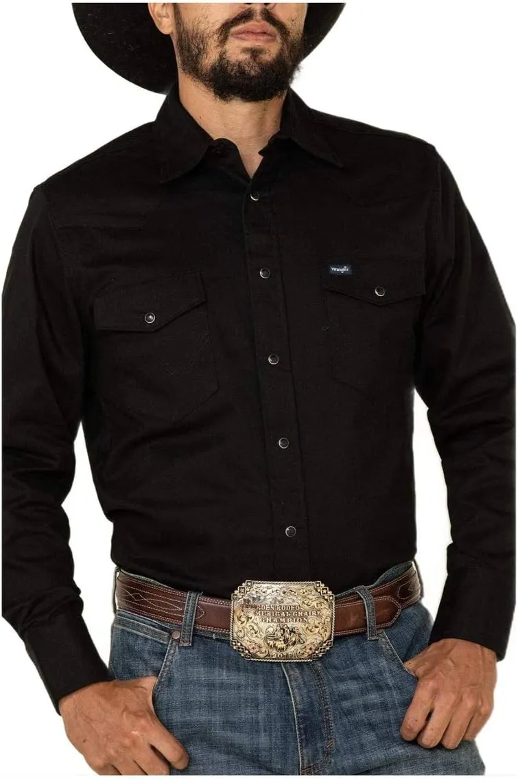 Wrangler Men's Work Western Rigid Denim Long Sleeve Shirt