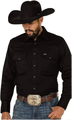 Wrangler Men's Work Western Rigid Denim Long Sleeve Shirt