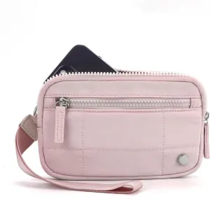 Wristlet Wallets for Women Nylon Quilted 3 Zipper Purse for RFID Credit Card Travel Holder Phone Organizer
