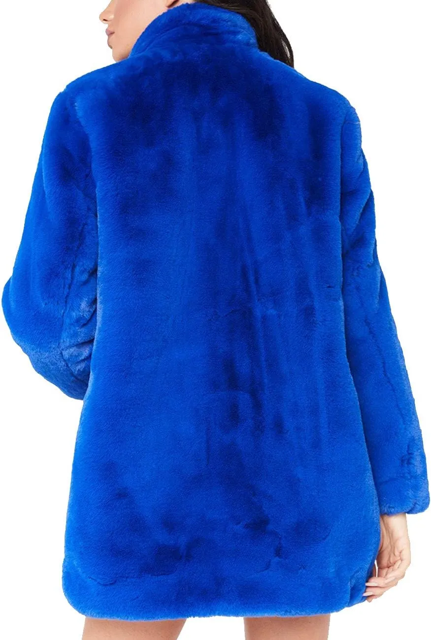 xxxiticat Women's Winter Furry Trench Long Fake Fur Coat Faux Rabbit Fur Jacket Outerwear
