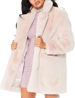 xxxiticat Women's Winter Furry Trench Long Fake Fur Coat Faux Rabbit Fur Jacket Outerwear