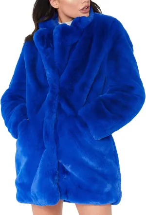 xxxiticat Women's Winter Furry Trench Long Fake Fur Coat Faux Rabbit Fur Jacket Outerwear