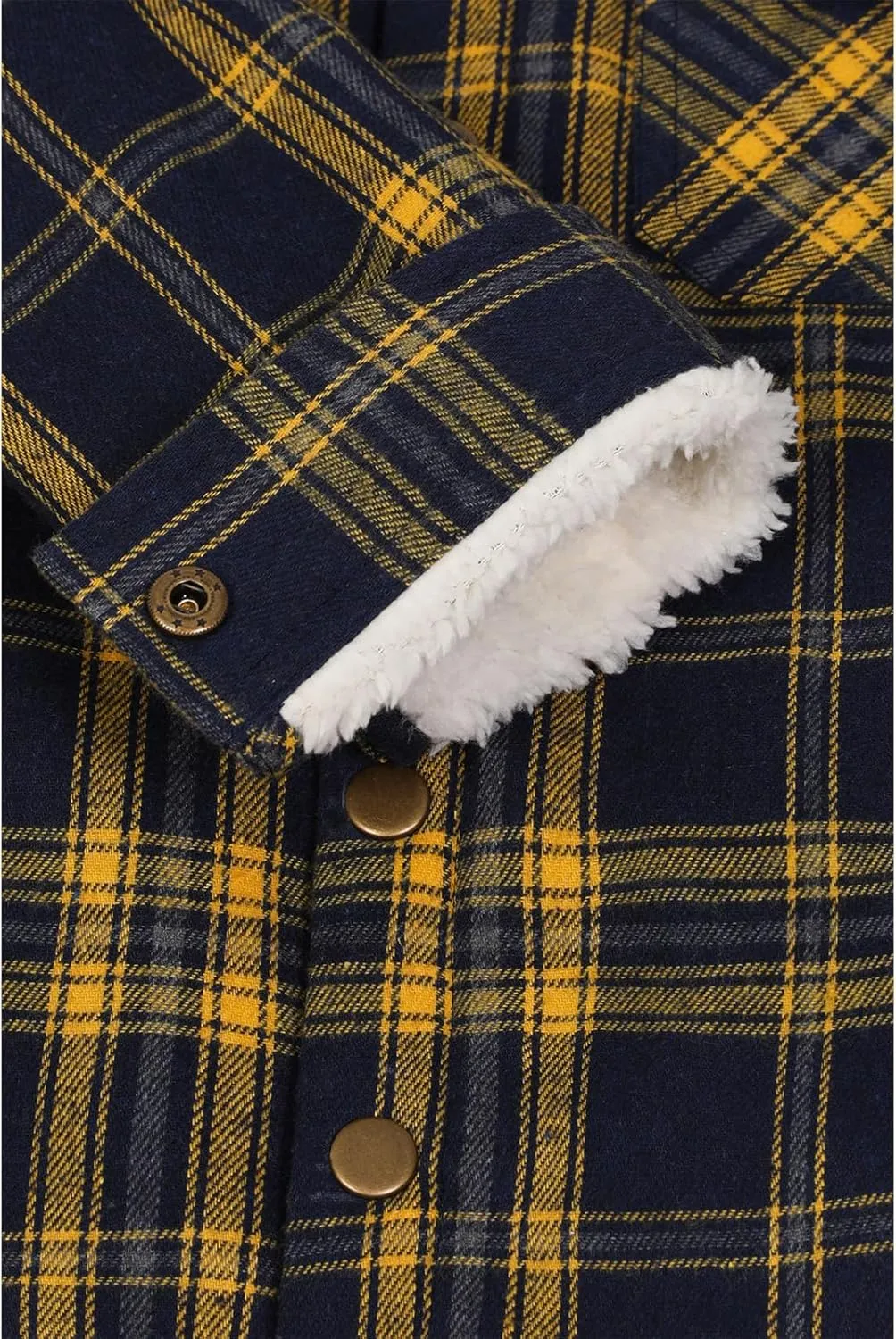 ZENTHACE Kids Boys Girls Sherpa Lined Flannel Shacket Jacket,Hooded Plaid Snap Shirt,Fall Winter Playwear