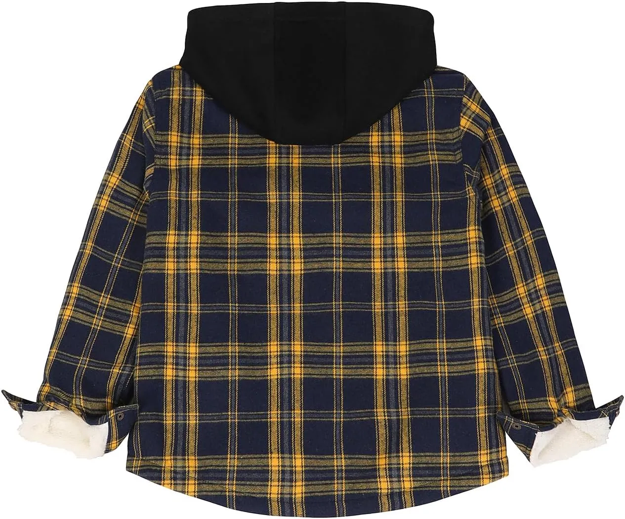 ZENTHACE Kids Boys Girls Sherpa Lined Flannel Shacket Jacket,Hooded Plaid Snap Shirt,Fall Winter Playwear